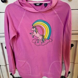Lands' End Pink unicorn hoodie